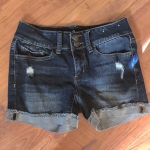 Juniors dark denim shorts size 1.